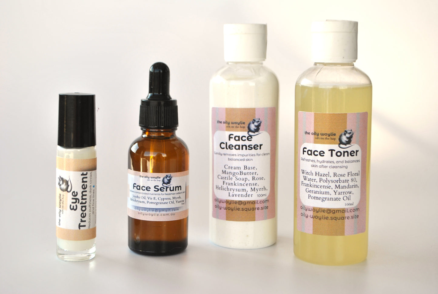 Face Care Pack by The Oily Woylie on white background — nourishing plant-based skincare set for smooth, glowing skin.