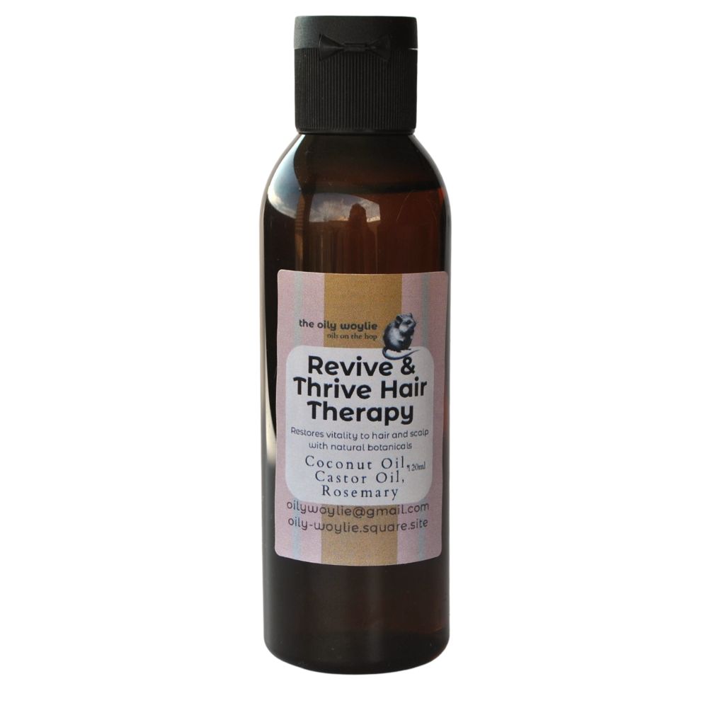 Bottle of hair treatment oil to strengthen and nourish hair and scalp.