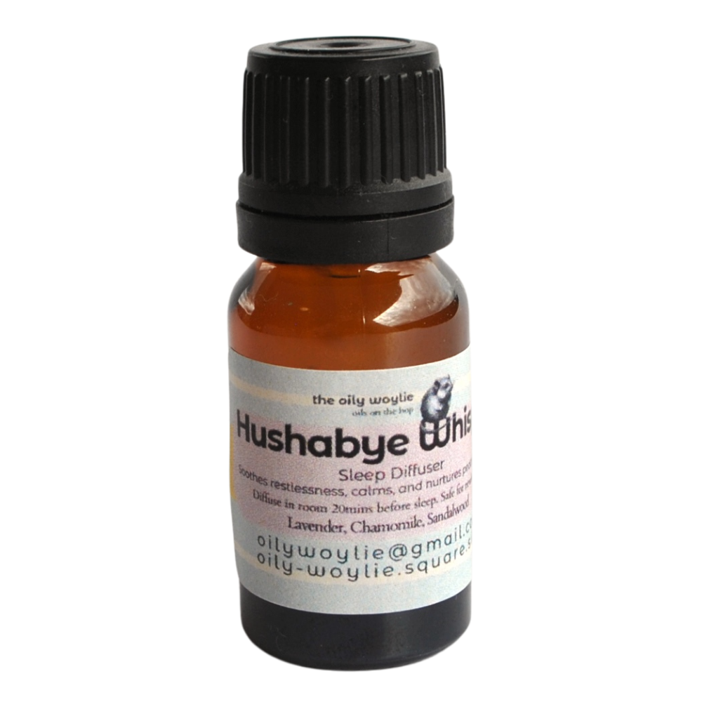 Hushabye Whisper essential oil diffuser for relaxation and bedtime comfort.