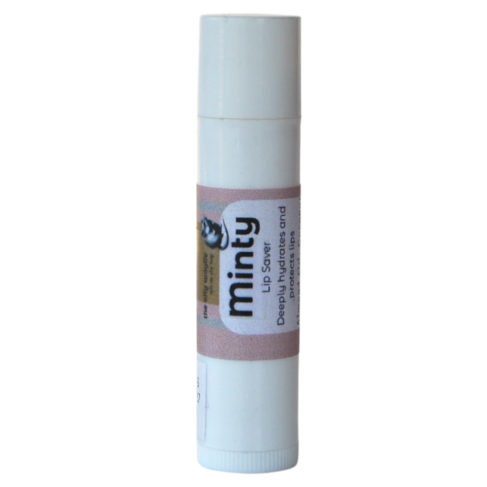 Cooling mint lip balm in a small container.