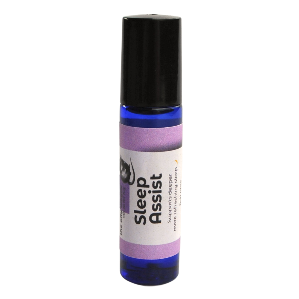 Roll-on bottle labeled 'Sleep Assist' on a white background