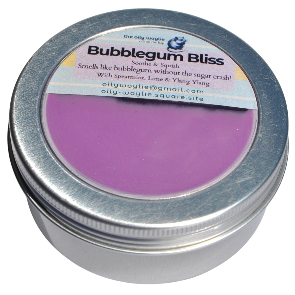 Fun sensory putty scented with bubblegum essential oil blend for calming play.