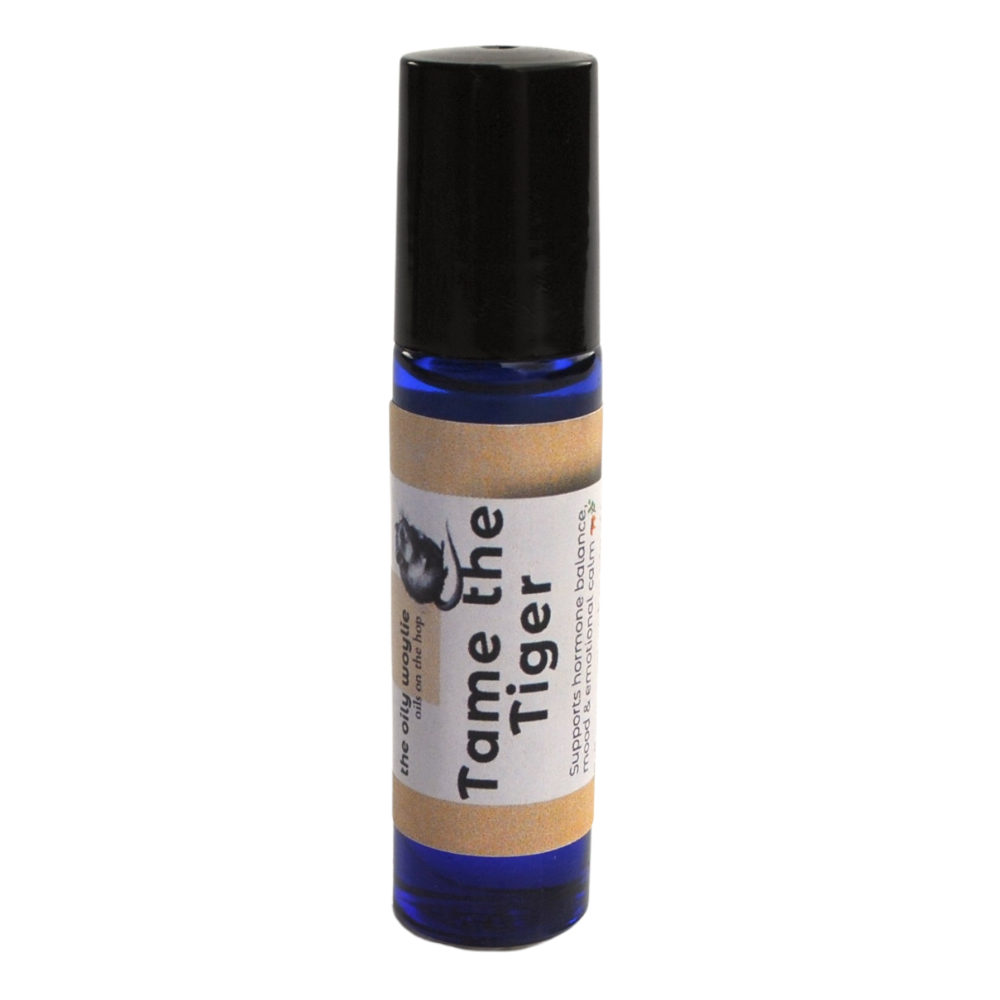 Hormone support roll-on with essential oils to balance mood and ease tension.